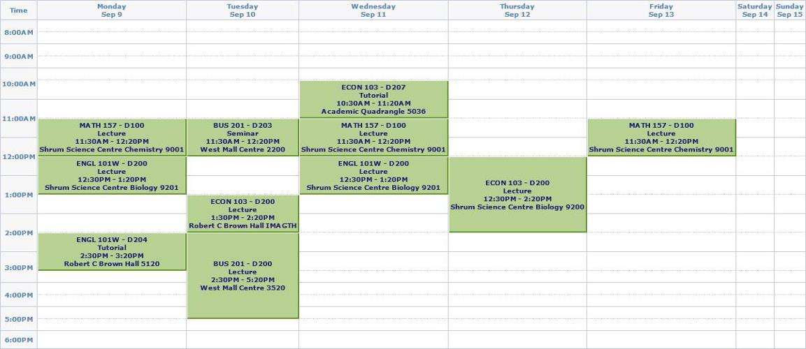 First semester schedule